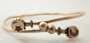 Antique Victorian Yellow Gold Filled Crescent Moon Star Bangle Bracelet - Picture 1 of 5