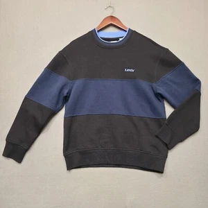 Levi’s Relaxed Fit Two Tone Sweatshirt Black Blue Striped Men’s Size Small - Picture 1 of 8