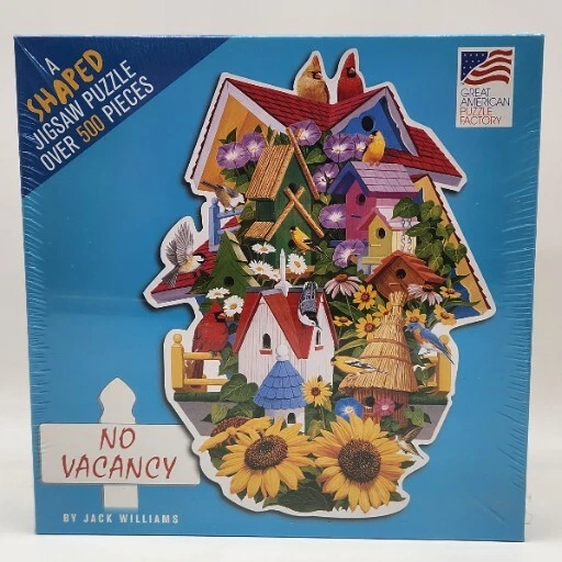 Rompecabezas en forma de 500 piezas Great American Puzzle Factory sin vacantes Bird Houses Foto 1 de 4