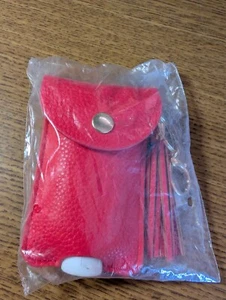 Chicos Red Leatherette Hand Sanitizer Holder Key Chain Pouch Tassel Cleaner NEW - Picture 1 of 3