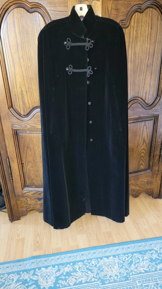 vintage Saks Fifth Avenue Black Velvet cape with buttons size medium - Image 1 of 4