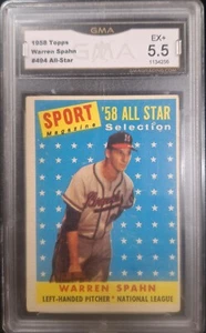1958 Topps WARREN SPAHN ALL STAR HOF #494 GMA 5.5 EX+ HOF Braves Pitcher 1134256 - Picture 1 of 2