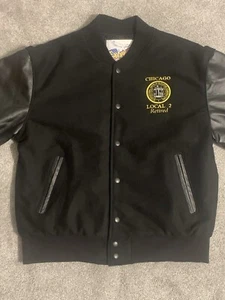Vintage Chicago Union Local 2 Retired Wool Leather Varsity Jacket Size Large USA - Picture 1 of 20