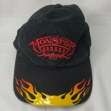 Monster Garage Black Strapback Hat Embroidered Cap Adjustable 2003 Flames GUC 