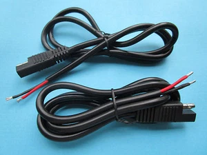 6 pcs SAE Connector DC Power Automotive DIY Round Black Cable 1m 100cm New - Picture 1 of 5