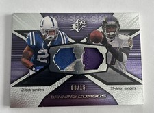 Deion Sanders Bob Sanders 2008 SPx Winning Combos Dual Jersey Patch Card 8/15!!!