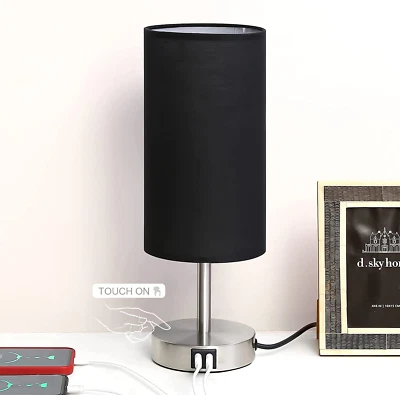 Bedside Lamp with USB Port - Touch Control Table Lamp for Bedroom Wood 3 Way Dim - Image 1 of 4