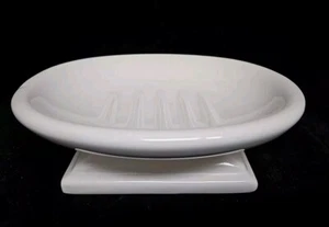 Restoration Hardware Bathware Chunky Simple Soap Dish White Ceramic Bath Decor - Picture 1 of 11