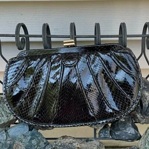 Cartera sin asas vintage de piel de serpiente negra Pantera - Imagen 1 de 10