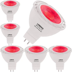 Red MR16 LED Light Bulbs 50W Equivalent Halogen 6W 12V Bi-Pin GU5.3 Outdoor Land - Picture 1 of 7