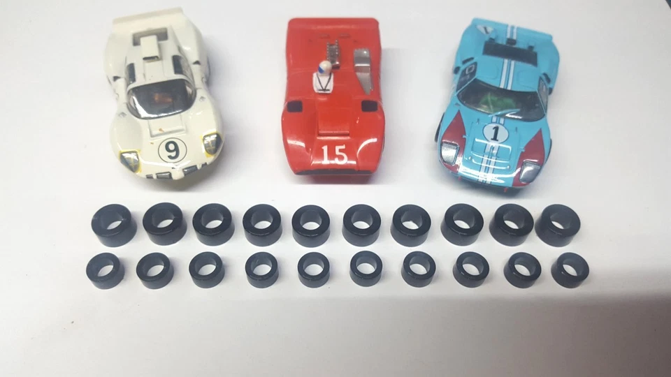 AFX MEGA G+ 10 Rear 10 Front Tune Up Kit Silicone Tires Slot Car Tires Black C2 - Image 1 of 2