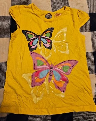 Circo Girls Bright Yellow T Shirt With Butterfly Design Size Large 10/12 - Image 1 of 4