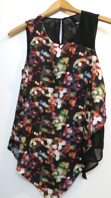 Mossimo Camiseta sin mangas Blusa Mujer Pequeña Multicolor Arte Moderno Fluido Negocios Foto 1 de 4