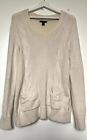 Tommy Hilfiger Cable Knit Jumper Sweater Size XL Cream silver threads