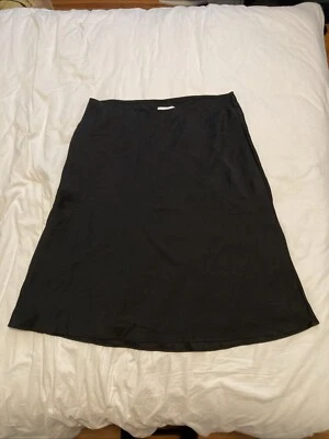 Nordstrom Rack Bias Cut Black Satin Skirt Pull On Elastic Waist Sz XL - Imagem 1 de 4