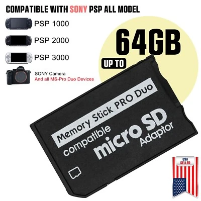 Micro SD TF Card - SDHC SDXC Memory Stick MS Pro Duo Adapter Reader For PSP SONY - Image 1 of 4