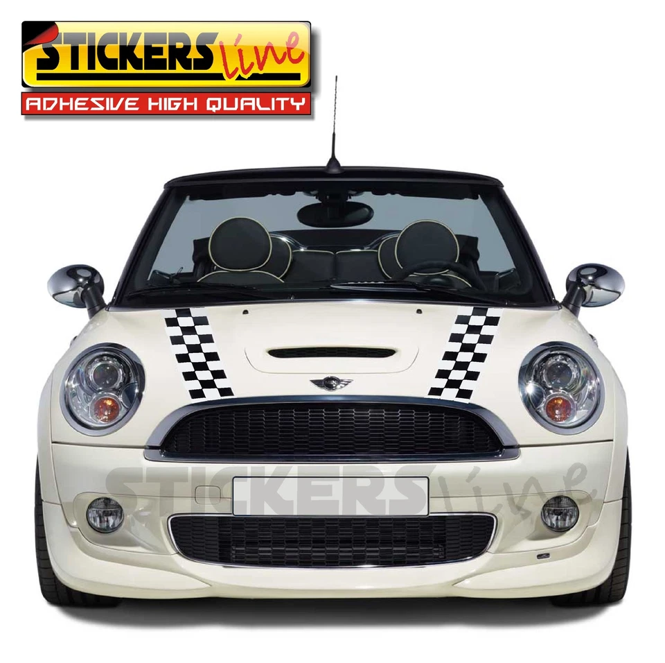 Adesivi MINI stickers MINI fasce COFANO a SCACCHI - Immagine 1 di 1