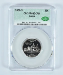 2000-S Washington State Quarter Virginia PR69 DCAM CAC CACg *6221 - Picture 1 of 5