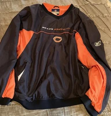 CHICAGO BEARS Football REEBOK Pullover VINTAGE Windbreaker 4XL Blue Sweatshirt - Image 1 of 3