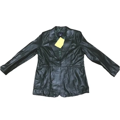 Chaqueta Blazer Denim & Co de Cuero para Mujer Grande Verde 100% Forrada Genuina Nueva Foto 1 de 4
