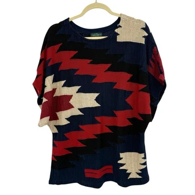 Suéter Ralph Lauren Jeans Co. asteca 1X mistura de linho sudoeste manga dolman - Imagem 1 de 4