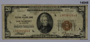 1929 $20 NATIONAL CURRENCY SAN FRANCISCO FINE! #14849 - Picture 1 of 2