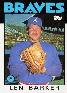 1986 Topps Baseball Len Barker Atlanta Braves #24 - A - Picture 1 of 2