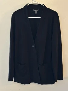 Eileen Fisher Knit Blazer in Black Size XL Black Tencel Lyocell Spandex Pockets - Picture 1 of 6