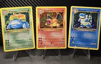 3pcs Charizard Blastoise Venusaur Custom Made Sparkle FAN Art Cards Display Only - Image 1 of 4