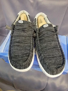 Hey Dude Wally Sport Casual Loafers Mens 10 Black White Low Top Comfort - Picture 1 of 5