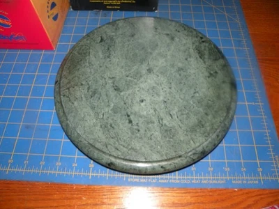 12 1/2" Diameter Vintage Green Marble Lazy Susan Taiwan  LABEL ROTATING BASE - Image 1 of 4