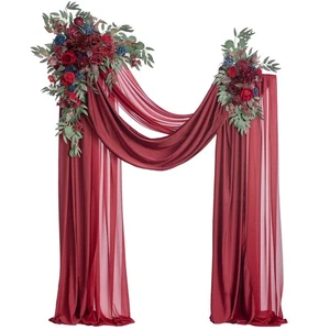 Ling's Moment Burgundy Artificial Wedding Arch Flowers Kit Pack of 4, 2pcs Ha... - Picture 1 of 8