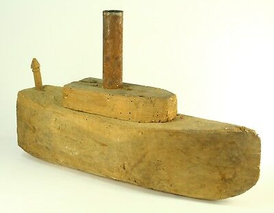 ! Antique Primitive Folk Art Wooden Ship Model Toy Steaship Steamboat Large • 148.08$