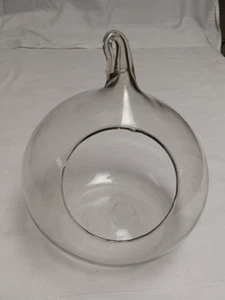 Clear Glass Apple Shaped Planter Terrarium Jar Lantern Hand Blown VTG Spain - Picture 1 of 9