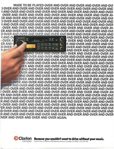 Vintage Print Ad Clarion Car Audio - Made To Be Played Over And Over And Over - Picture 1 of 5