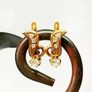 Ukraine vintage silver Earrings earrings with cubic zirconia and gilding - Picture 1 of 3