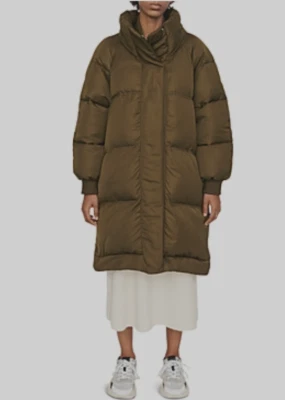 Maje Women's Gombdun Kaki Puffer Coat with Hoodie Green Size 38/US M    6174 - Image 1 of 4