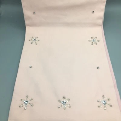 Cynthia Rowley Jeweled Rhinestone Snowflake Pink Table Runner Christmas Holiday - Image 1 of 4