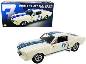 1965 Shelby GT 350R #7 "Stirling Moss" White with Blue 1/18 Diecast Model Car - Picture 1 of 4