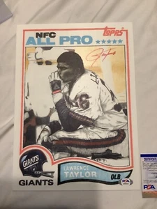 LAWRENCE TAYLOR SIGNED 8x10 CUSTOM ART ROOKIE NEW YORK GIANTS PSA COA AUTO - Picture 1 of 4