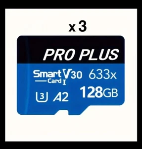 3 Packs- 128Gb High Speed SD Memory Card U3, A2, V30 - Picture 1 of 2