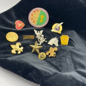 Vintage Lot 10 Boy Scout Lapel Pins & 3 Pins Little League Treasurer Navy Wife - Picture 1 of 16