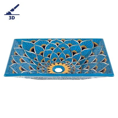 Rectangular countertop washbasin decorated with relief handmade - Azura Prima - Image 1 of 4