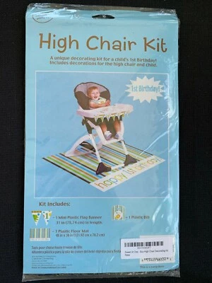 Boy Blue First 1st Birthday Party High Chair Sweet at One Animals Decorating Kit - Image 1 of 2