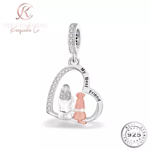 Hund My Best Friend Charm Original 925 Sterlingsilber & Roségold - Aufbewahrungsgeschenk - Bild 1 von 4