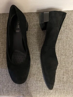 GEOC Respira Gamuza Italiana Charol Bloque Tacones Cuero Negro Zapatos 37 (US 6.5) Foto 1 de 4