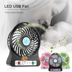 Portable Rechargeable LED Fan air Cooler Mini Operated Desk USB - Picture 1 of 22