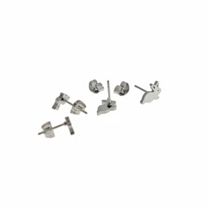 Stainless Steel Earrings - Bunny Studs - 7mm x 6mm - 2 Pieces 1 Pair - ER278 - Picture 1 of 3