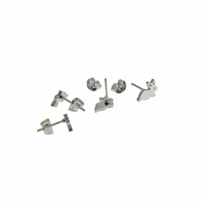 Pendientes Acero Inoxidable - Tachuelas Conejito - 7mm x 6mm - 2 Piezas 1 Par - ER278 Foto 1 de 3