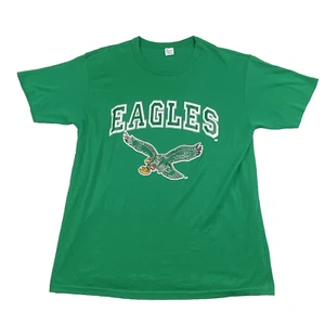 80s VINTAGE PHILADELPHIA EAGLES Shirt XL Kelly GREEN Old Logo NFL Football - Picture 1 of 9